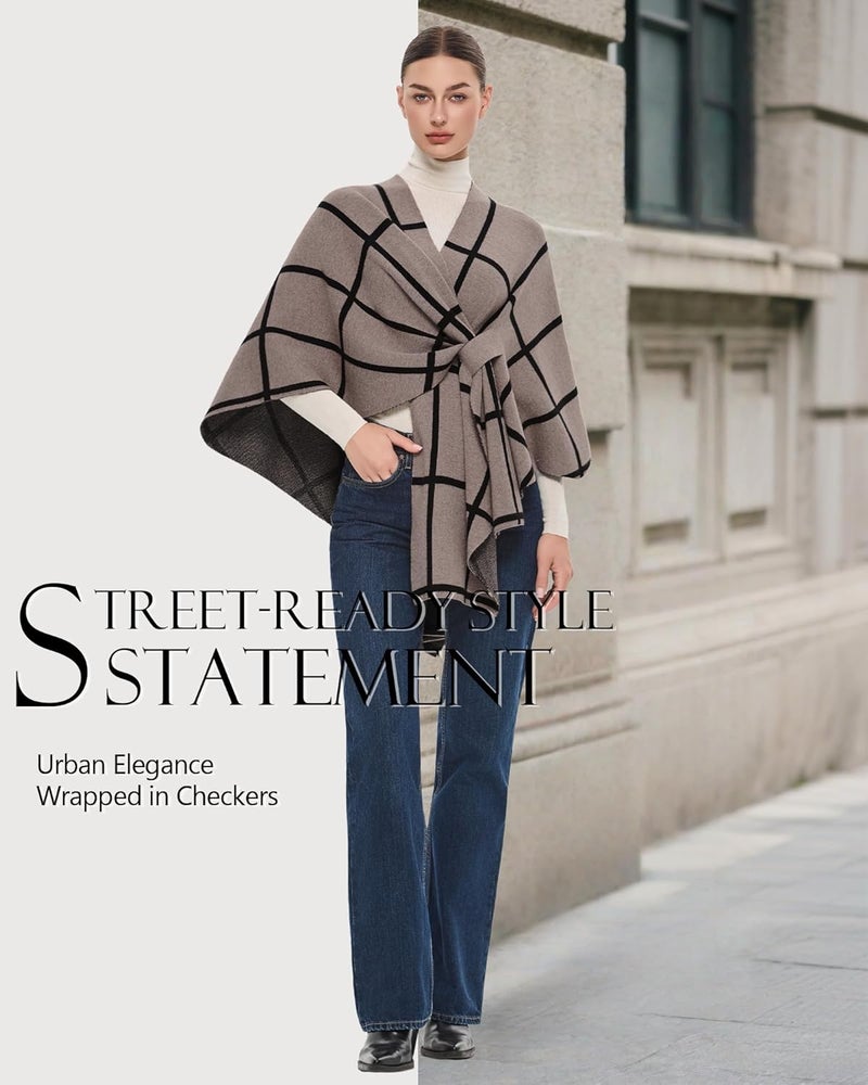 Puli Women's Elegant Shawl Wraps Soft Open Front Poncho Sweater for Spring Fall Winter - Image 3